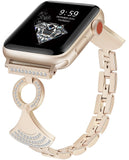 Women's Rhinestone-Studded Stainless Steel Apple Watch Band Quick-Removal Design