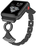 Women's Rhinestone-Studded Stainless Steel Apple Watch Band Quick-Removal Design